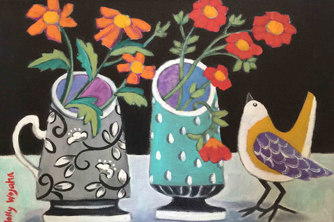Two Cheery Vases and a Chirp