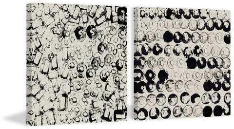 Black Circle Smudge Diptych