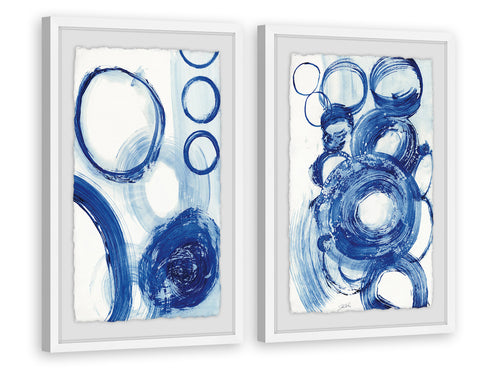 Painted Blue Circles Diptych