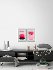 Pink and Dark Edges Diptych
