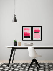 Pink and Dark Edges Diptych