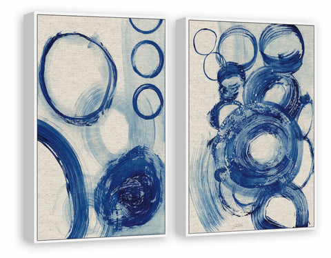 Painted Blue Circles II Diptych