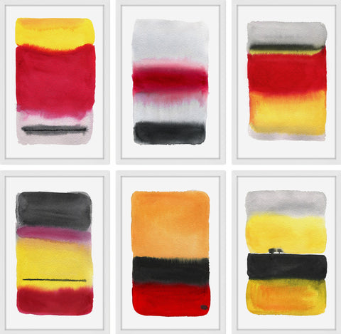 Red Splashes Hexaptych