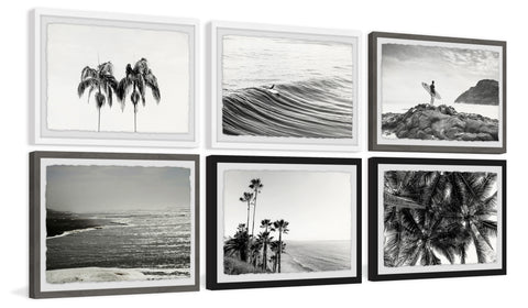 Summer Palms and Waves Hexaptych