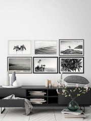 Summer Palms and Waves Hexaptych