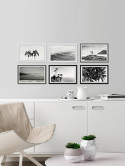 Summer Palms and Waves Hexaptych