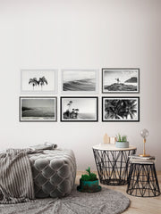 Summer Palms and Waves Hexaptych