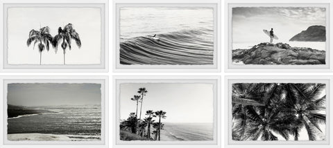 Summer Palms and Waves Hexaptych