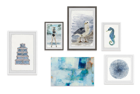 Beachy Silhouettes Hexaptych