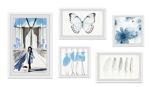 Aquatic Blue Surprise Pentaptych