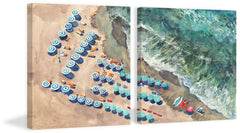 Blue Beach Umbrellas II Diptych