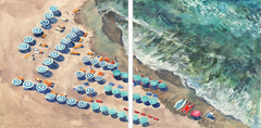Blue Beach Umbrellas II Diptych