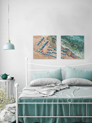 Blue Beach Umbrellas II Diptych