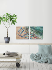 Blue Beach Umbrellas II Diptych