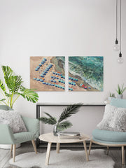 Blue Beach Umbrellas II Diptych