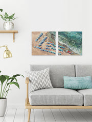 Blue Beach Umbrellas II Diptych