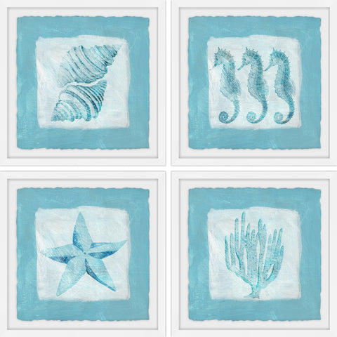 Sea Life Blue II Quadriptych