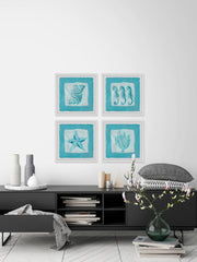Sea Life Blue II Quadriptych