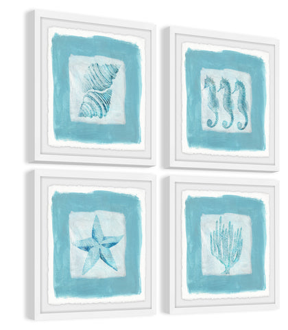 Sea Life Blue Quadriptych