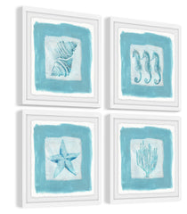 Sea Life Blue Quadriptych