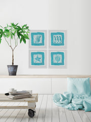 Sea Life Blue Quadriptych