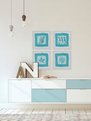 Sea Life Blue Quadriptych