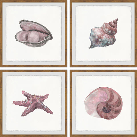 Pink Sea Shells Quadriptych