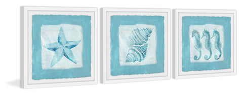 Sea Life Blue III Triptych