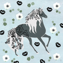 Black Floral Unicorn