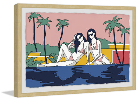 Girls Sunbathing by the Pool