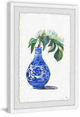 Blue Vase with White Orchids