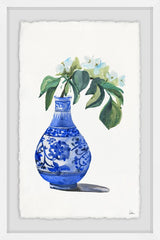 Blue Vase with White Orchids