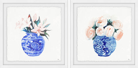 Peach Floral Sets Diptych