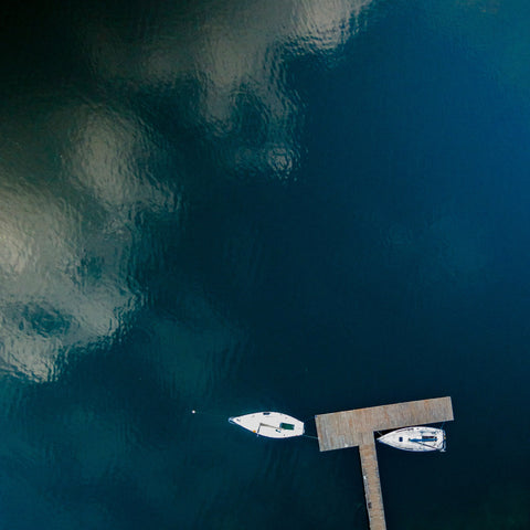 White Boats Calm Lake