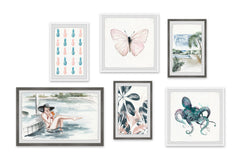 Tonal Blues and Pinks Hexaptych