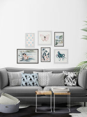 Tonal Blues and Pinks Hexaptych