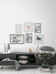 Tonal Blues and Pinks Hexaptych