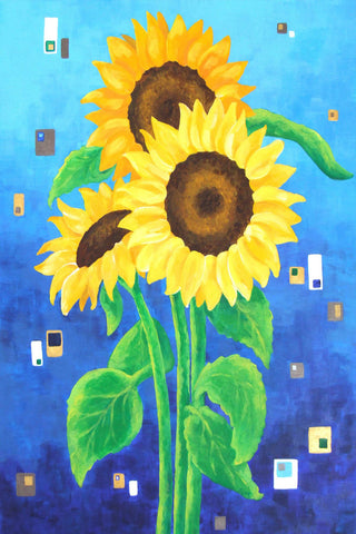 Sunflowers on Blue