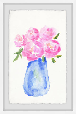 Pink Flowers Blue Vase