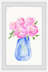 Pink Flowers Blue Vase