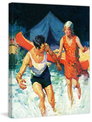 Camping Couple Goes Swimming