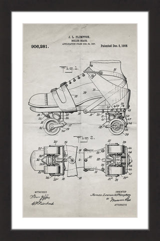 Roller Skate 1908 Old Paper