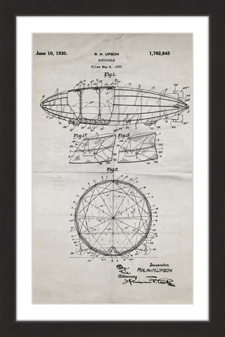 Dirigible 1922 Old Paper