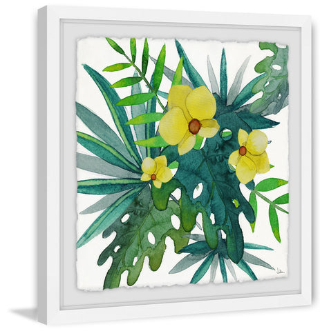 Yellow Flowers on Palm Leaves