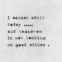 I Cannot Adult Today