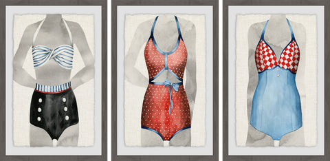 Vintage Bathing Suit Triptych