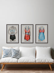 Vintage Bathing Suit Triptych