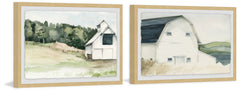 Watercolor Barn Diptych