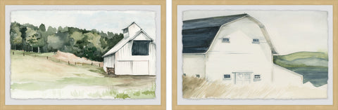 Watercolor Barn Diptych