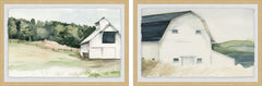 Watercolor Barn Diptych